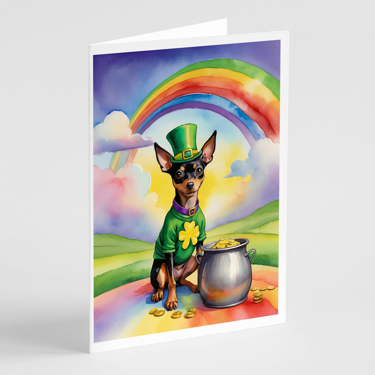 Buy this Miniature Pinscher St Patrick&#39;s Day Greeting Cards Pack of 8