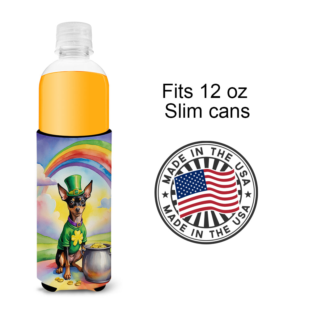 Miniature Pinscher St Patrick's Day Hugger for Ultra Slim Cans