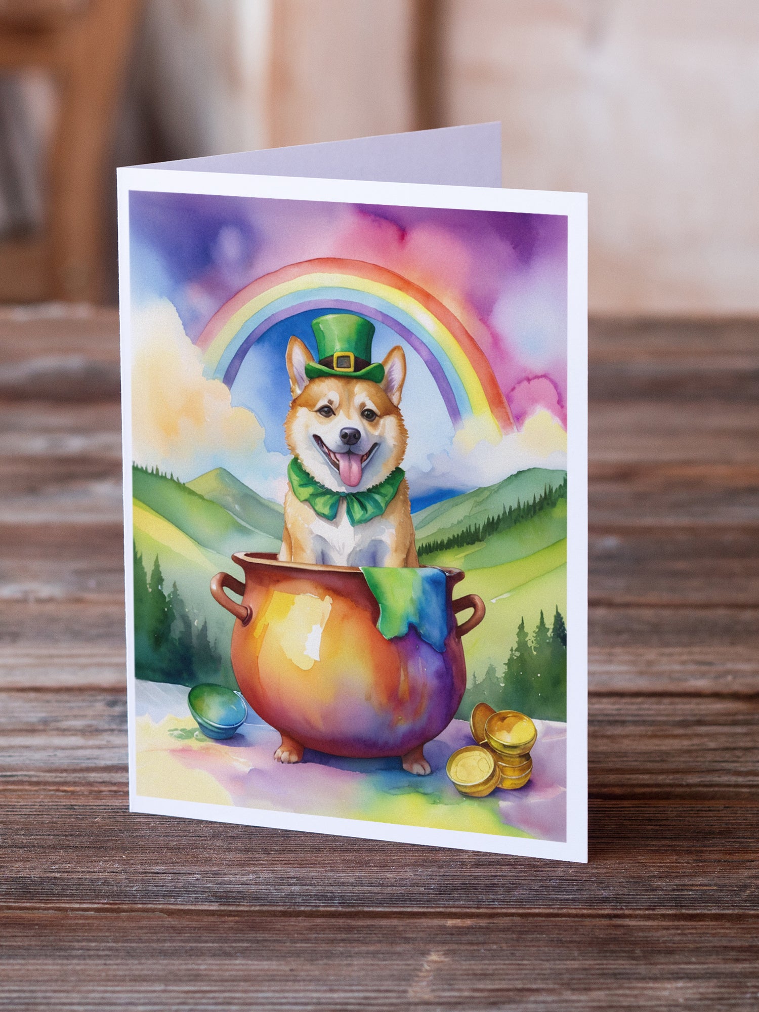 Norwegian Buhund St Patrick's Day Greeting Cards Pack of 8