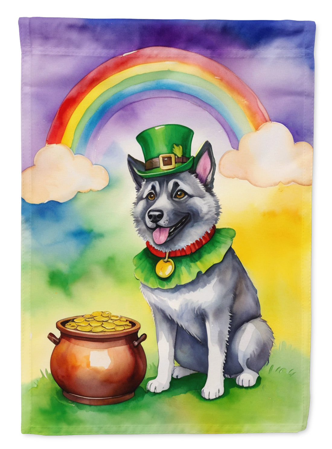 Buy this Norwegian Elkhound St Patrick&#39;s Day House Flag