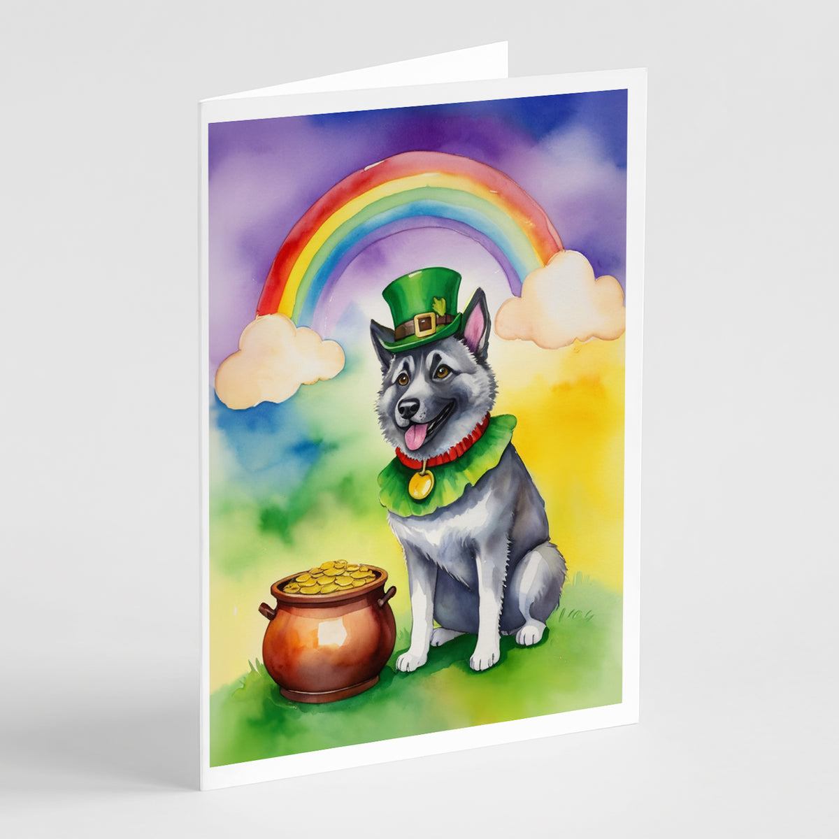 Buy this Norwegian Elkhound St Patrick&#39;s Day Greeting Cards Pack of 8