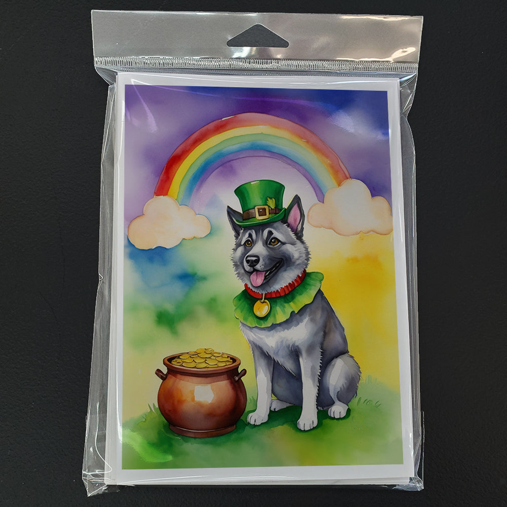 Norwegian Elkhound St Patrick's Day Greeting Cards Pack of 8