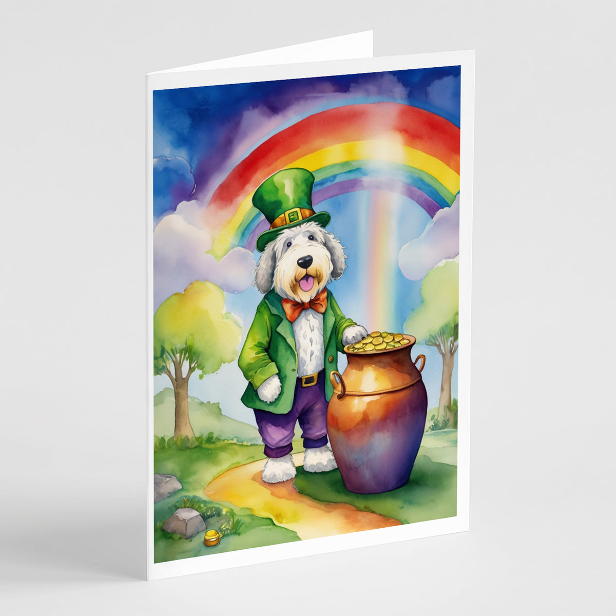 Buy this Old English Sheepdog St Patrick&#39;s Day Greeting Cards Pack of 8