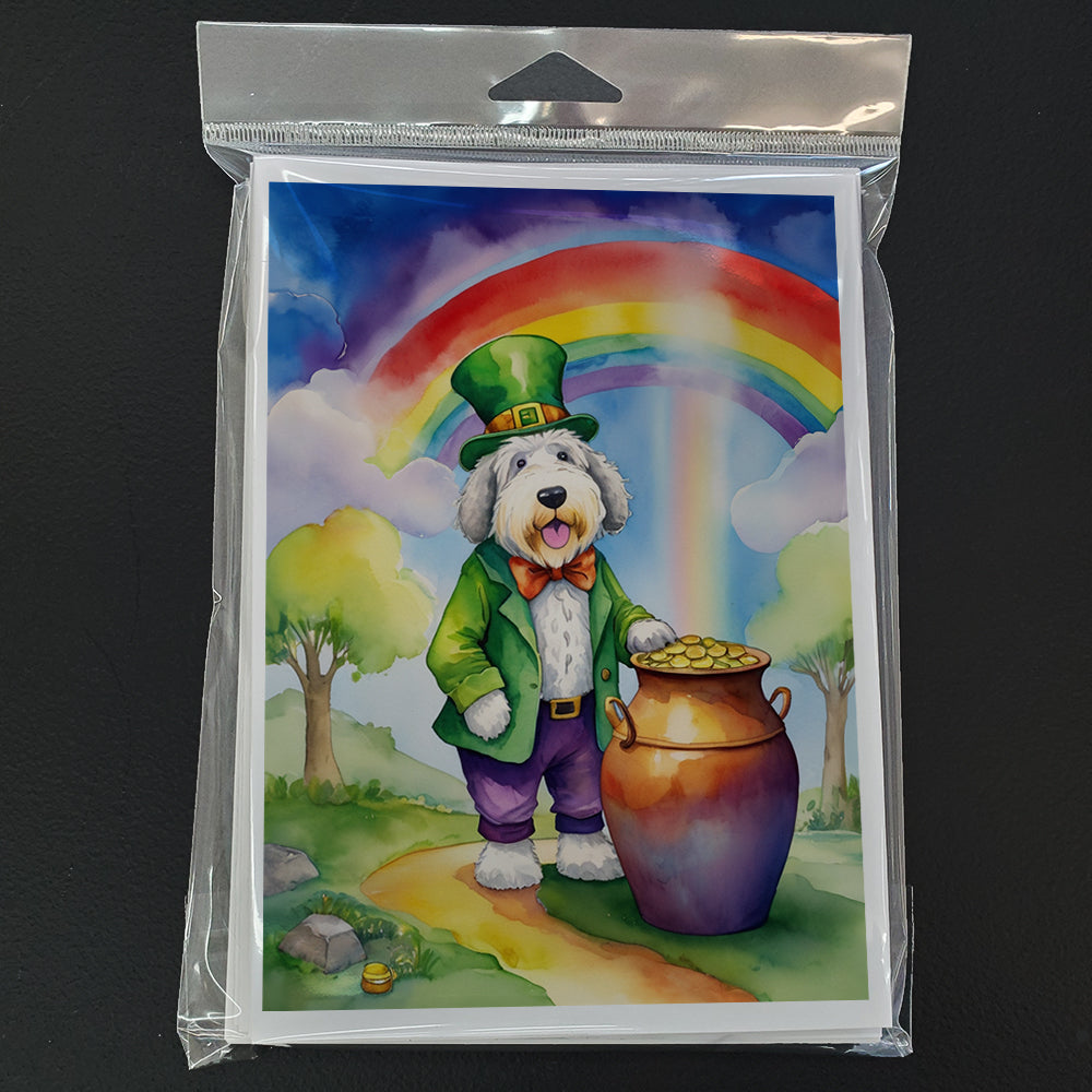 Old English Sheepdog St Patrick's Day Greeting Cards Pack of 8