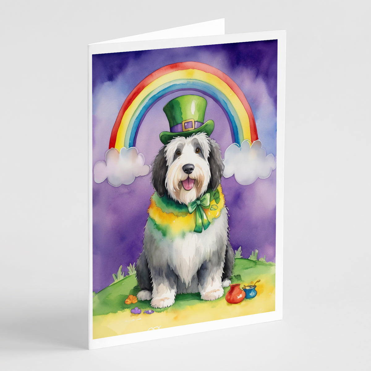 Buy this Old English Sheepdog St Patrick&#39;s Day Greeting Cards Pack of 8