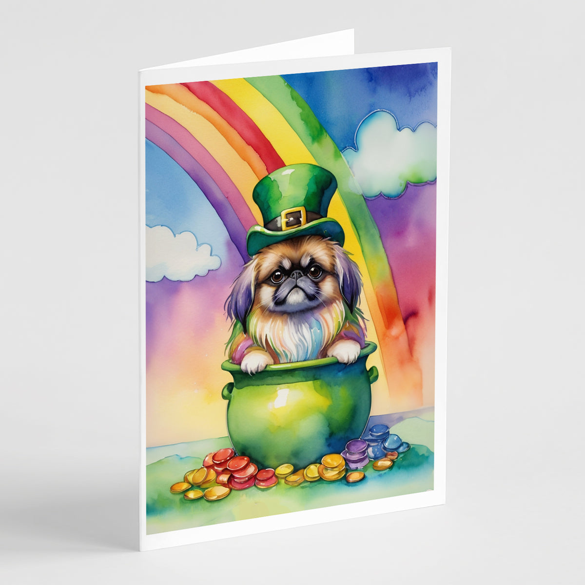 Buy this Pekingese St Patrick&#39;s Day Greeting Cards Pack of 8