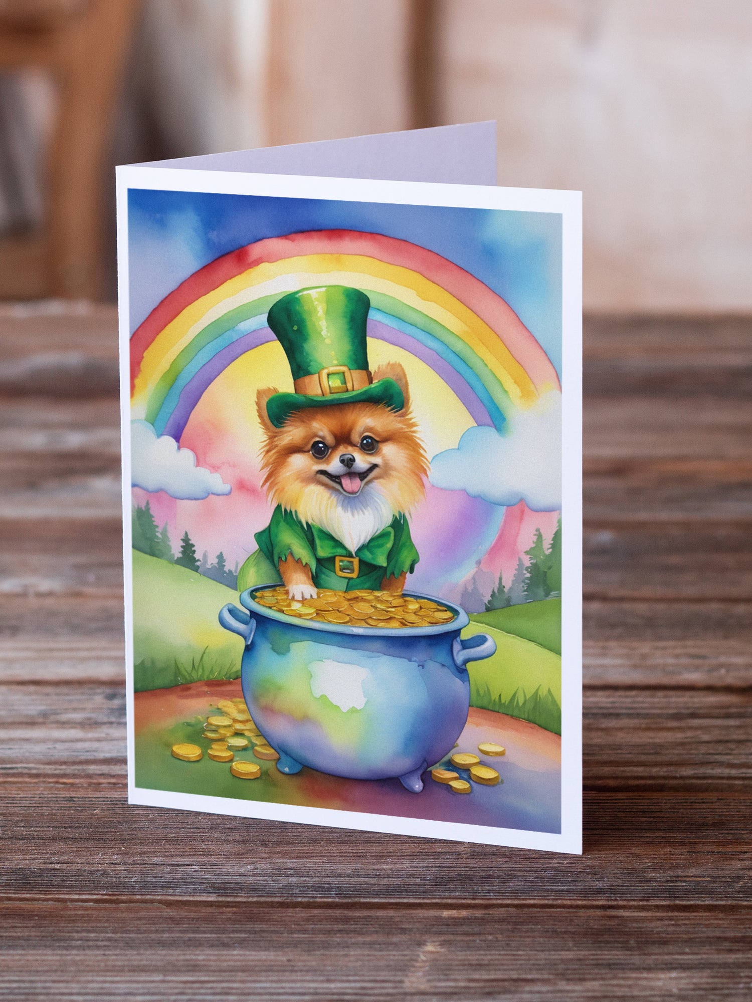 Pomeranian St Patrick's Day Greeting Cards Pack of 8
