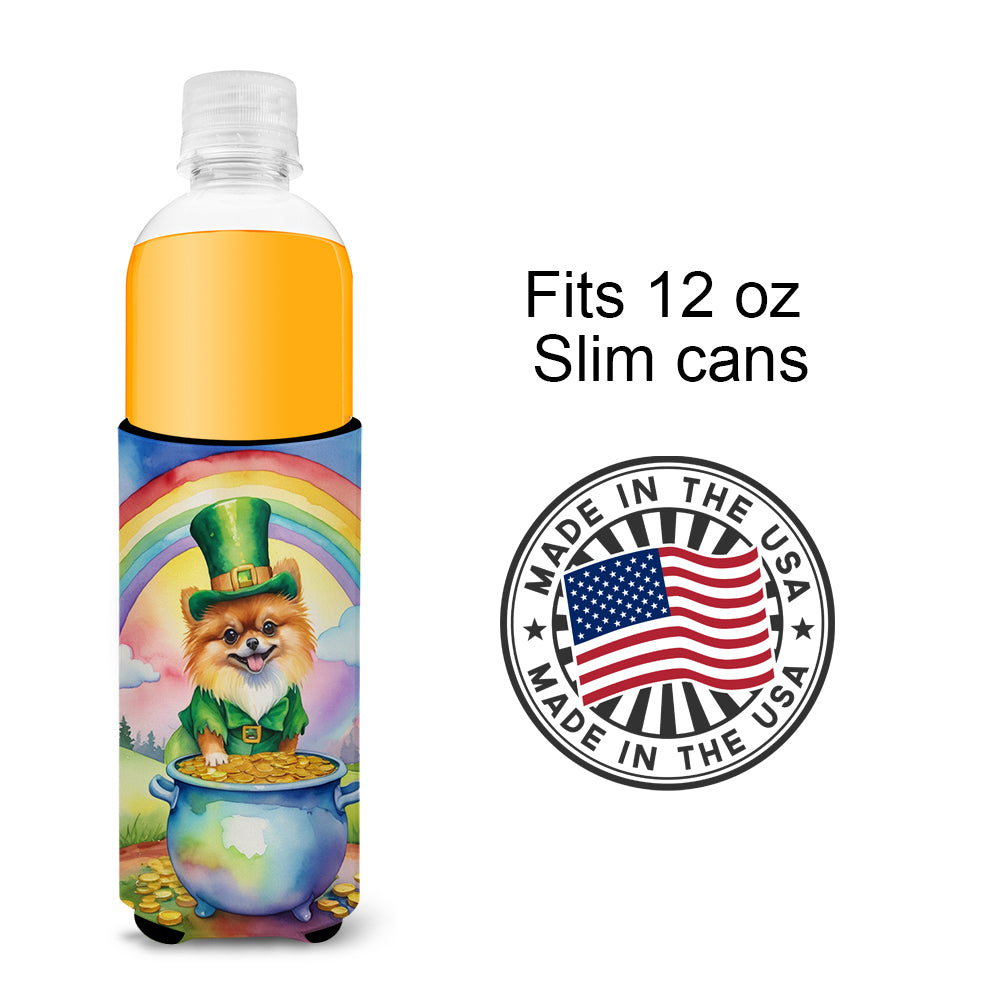 Pomeranian St Patrick's Day Hugger for Ultra Slim Cans