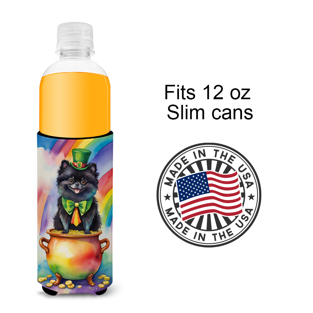 Pomeranian St Patrick's Day Hugger for Ultra Slim Cans