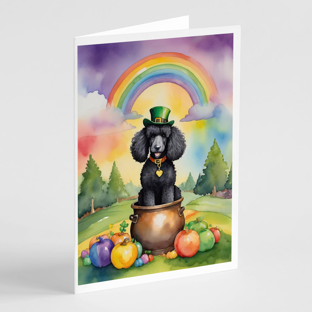 Buy this Black Poodle St Patrick&#39;s Day Greeting Cards Pack of 8