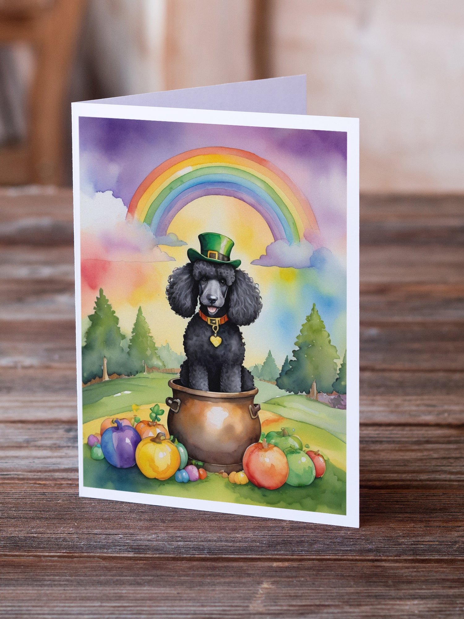 Buy this Black Poodle St Patrick's Day Greeting Cards Pack of 8