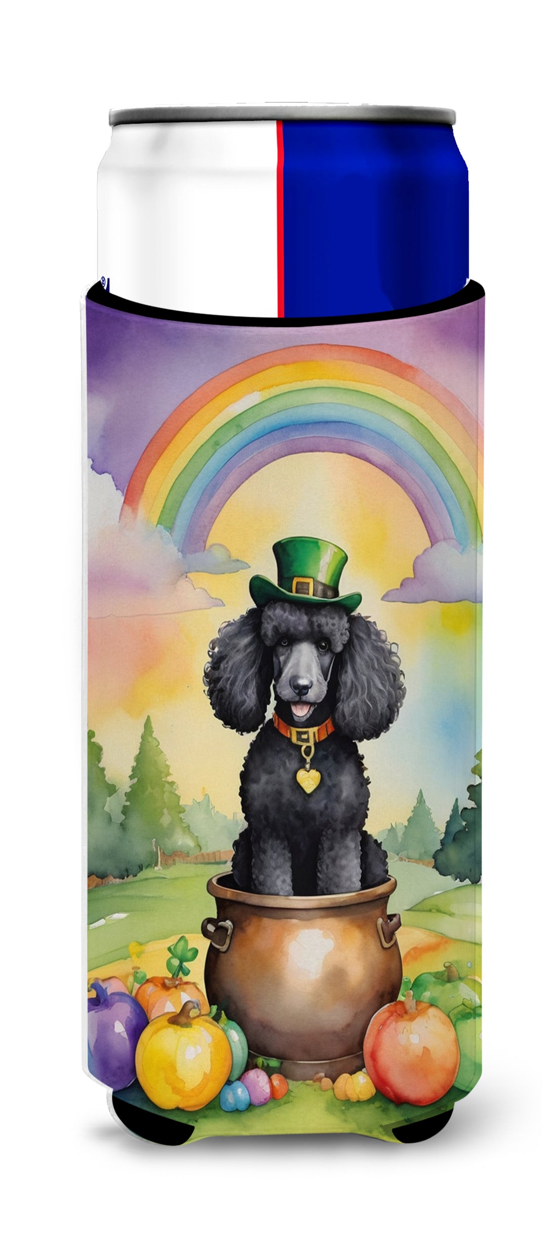 Buy this Black Poodle St Patrick&#39;s Day Hugger for Ultra Slim Cans