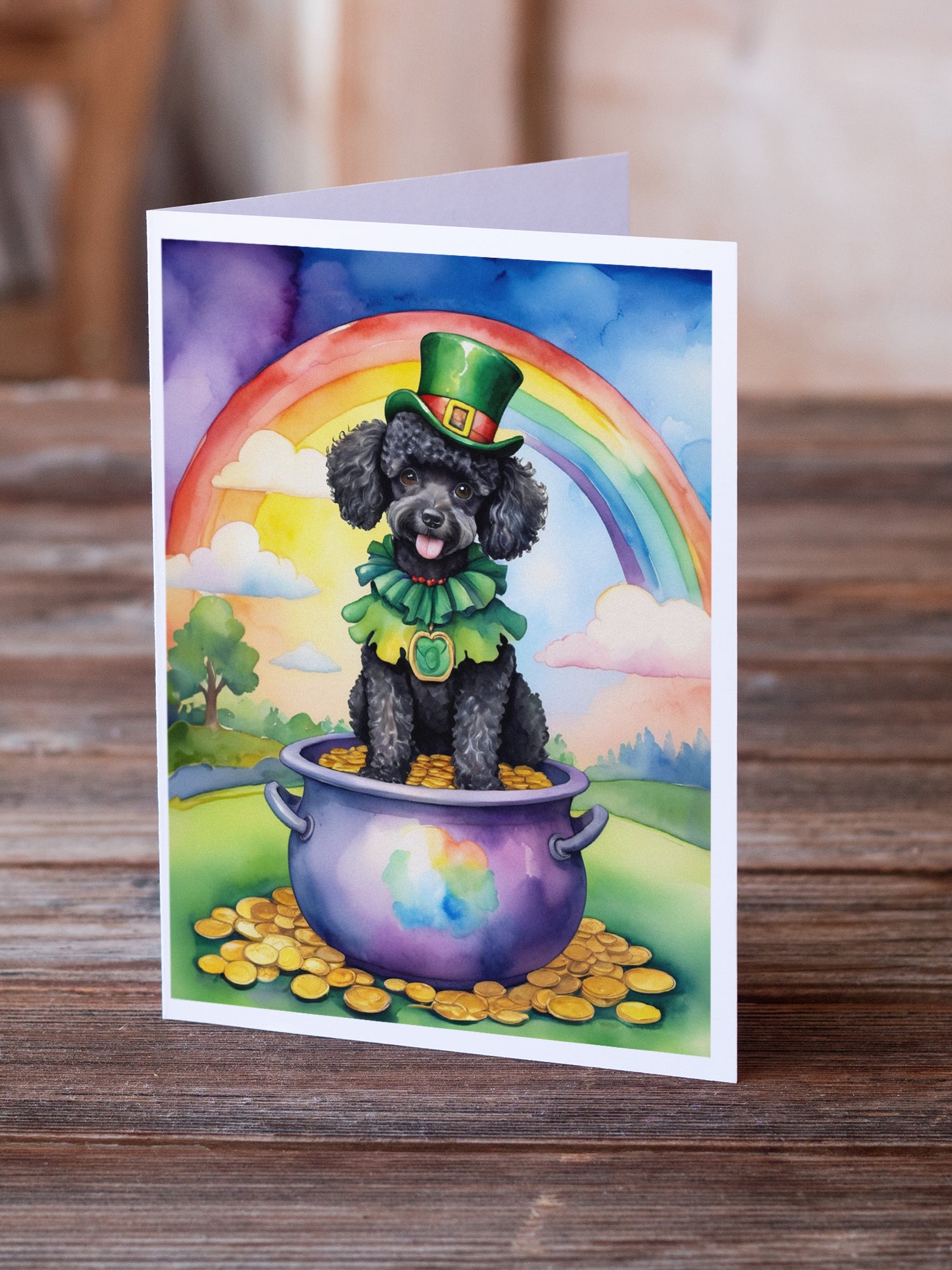 Black Poodle St Patrick's Day Greeting Cards Pack of 8