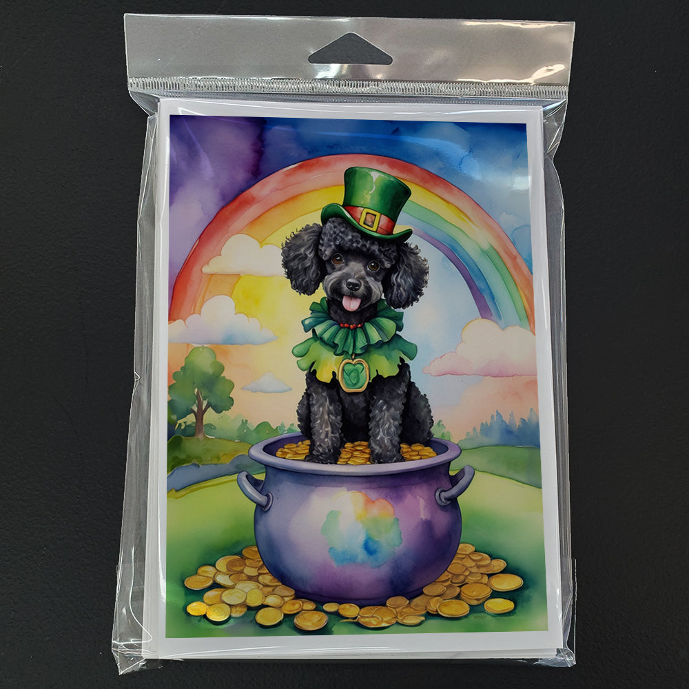 Black Poodle St Patrick's Day Greeting Cards Pack of 8