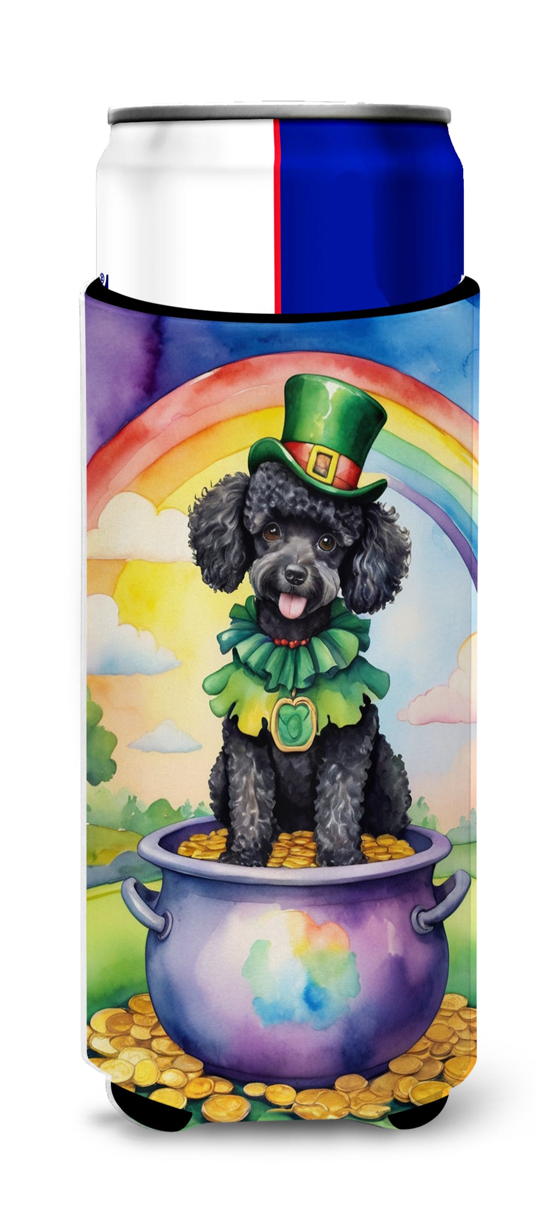 Buy this Black Poodle St Patrick&#39;s Day Hugger for Ultra Slim Cans