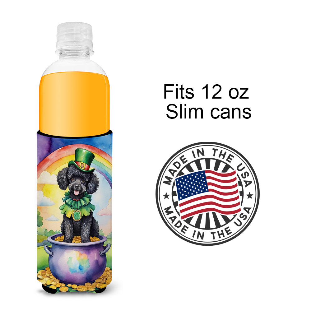 Black Poodle St Patrick's Day Hugger for Ultra Slim Cans