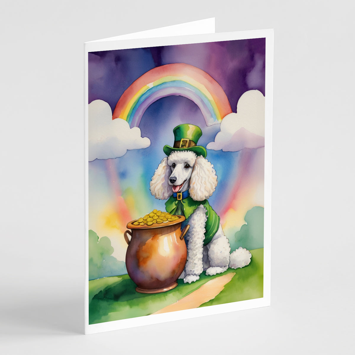 Buy this White Poodle St Patrick&#39;s Day Greeting Cards Pack of 8