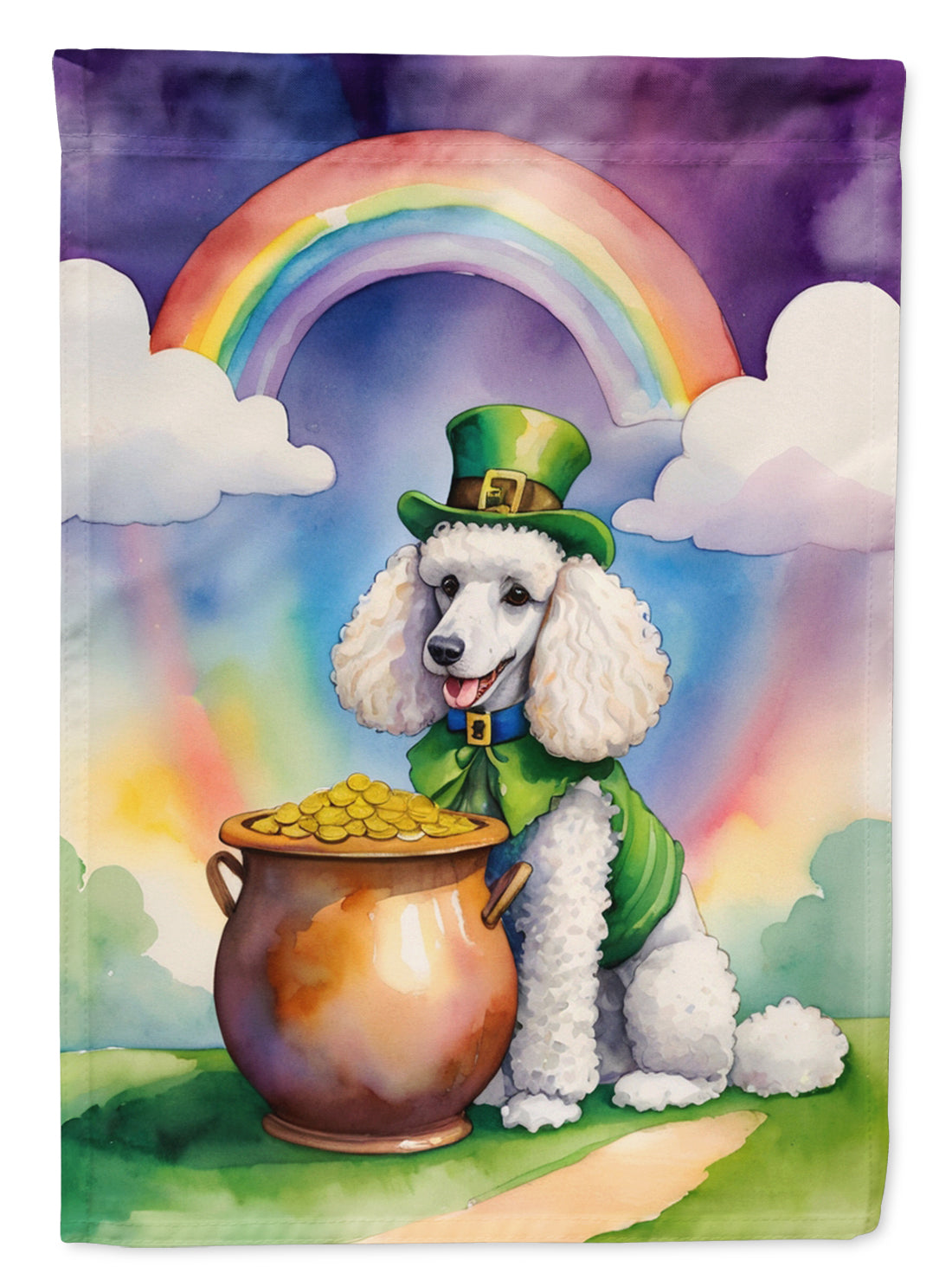 Buy this White Poodle St Patrick&#39;s Day Garden Flag