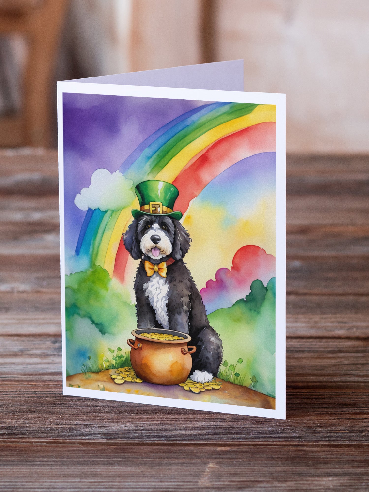 Portuguese Water Dog St Patrick's Day Greeting Cards Pack of 8