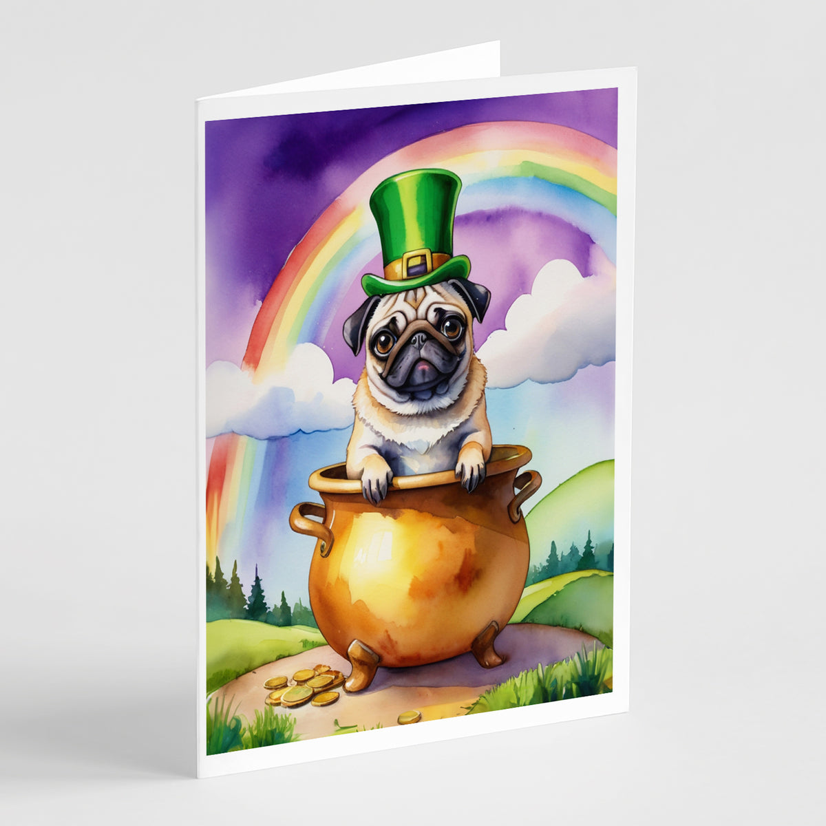 Buy this Pug St Patrick&#39;s Day Greeting Cards Pack of 8