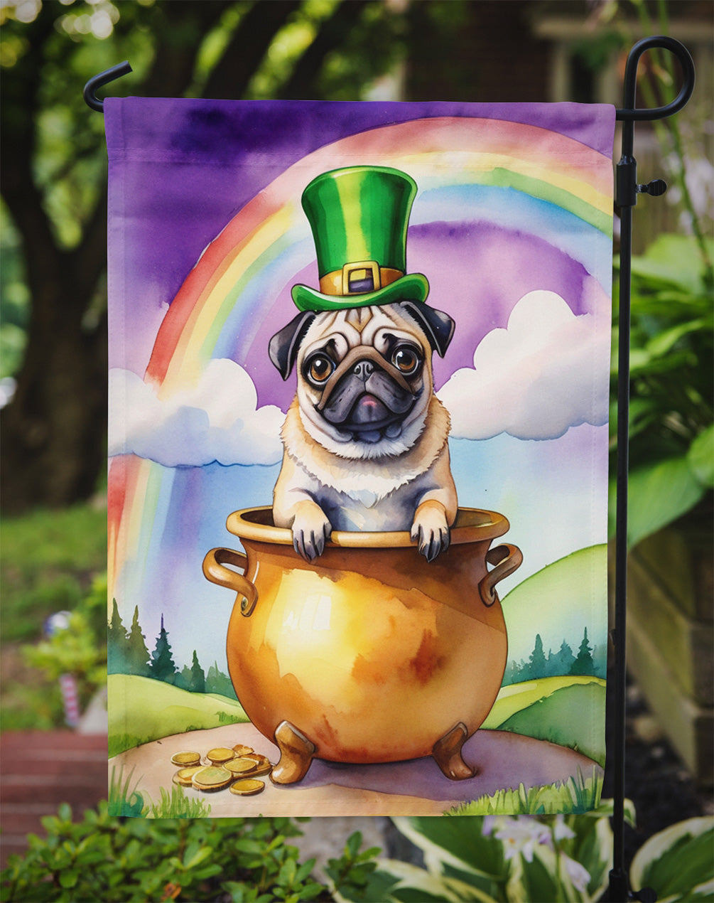 Pug St Patrick's Day Garden Flag
