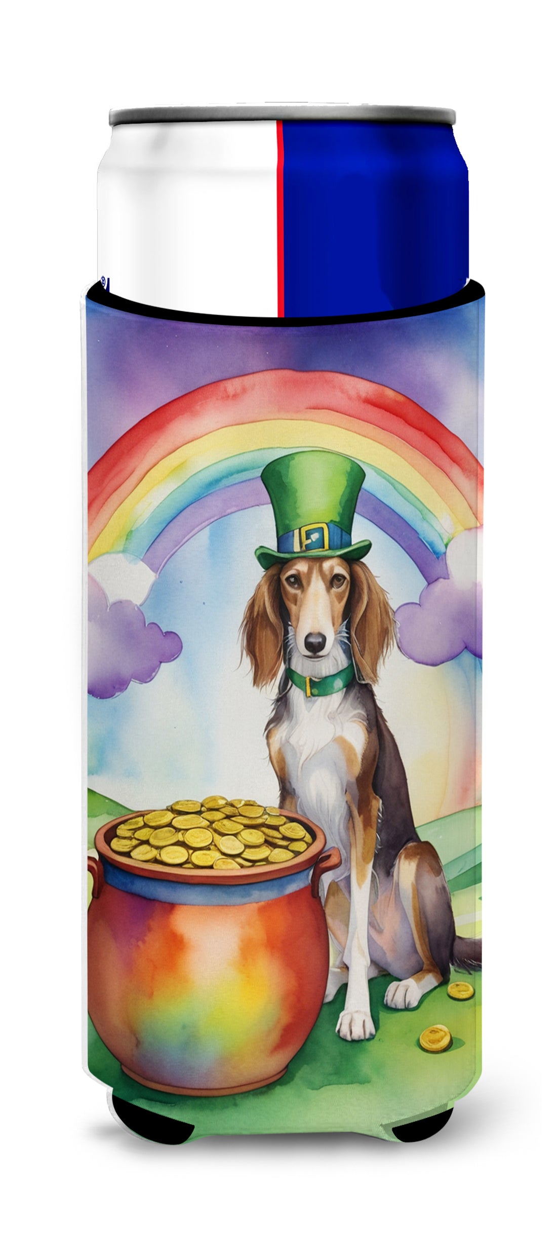 Buy this Saluki St Patrick&#39;s Day Hugger for Ultra Slim Cans