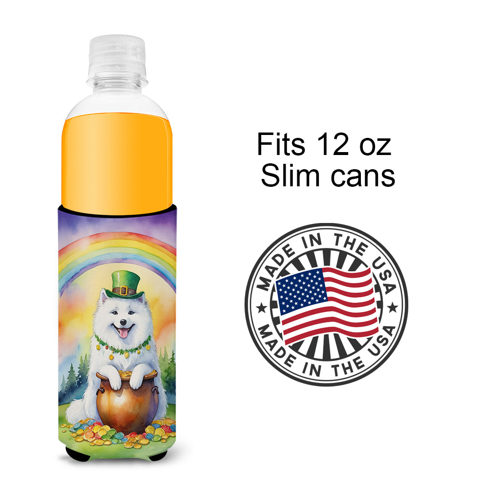 Samoyed St Patrick's Day Hugger for Ultra Slim Cans
