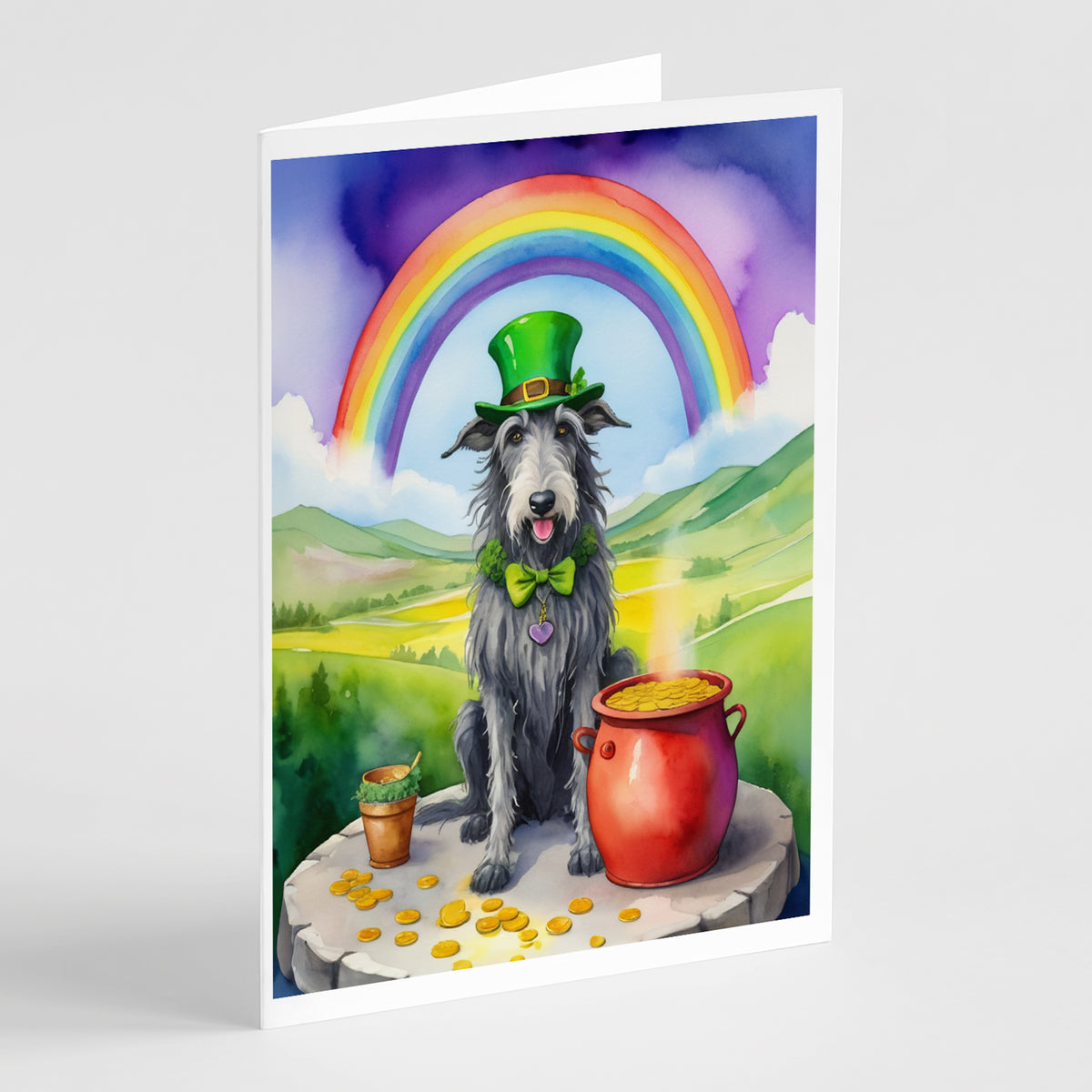 Buy this Scottish Deerhound St Patrick&#39;s Day Greeting Cards Pack of 8