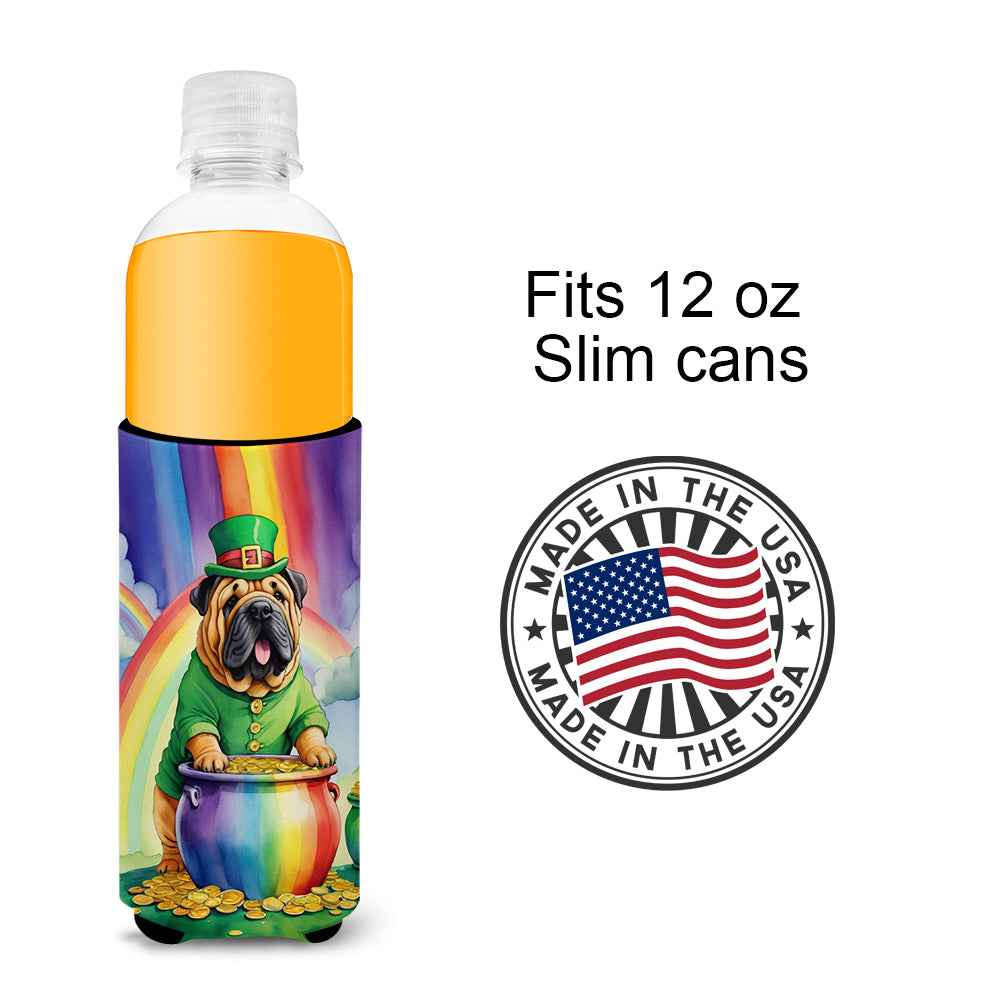 Shar Pei St Patrick's Day Hugger for Ultra Slim Cans