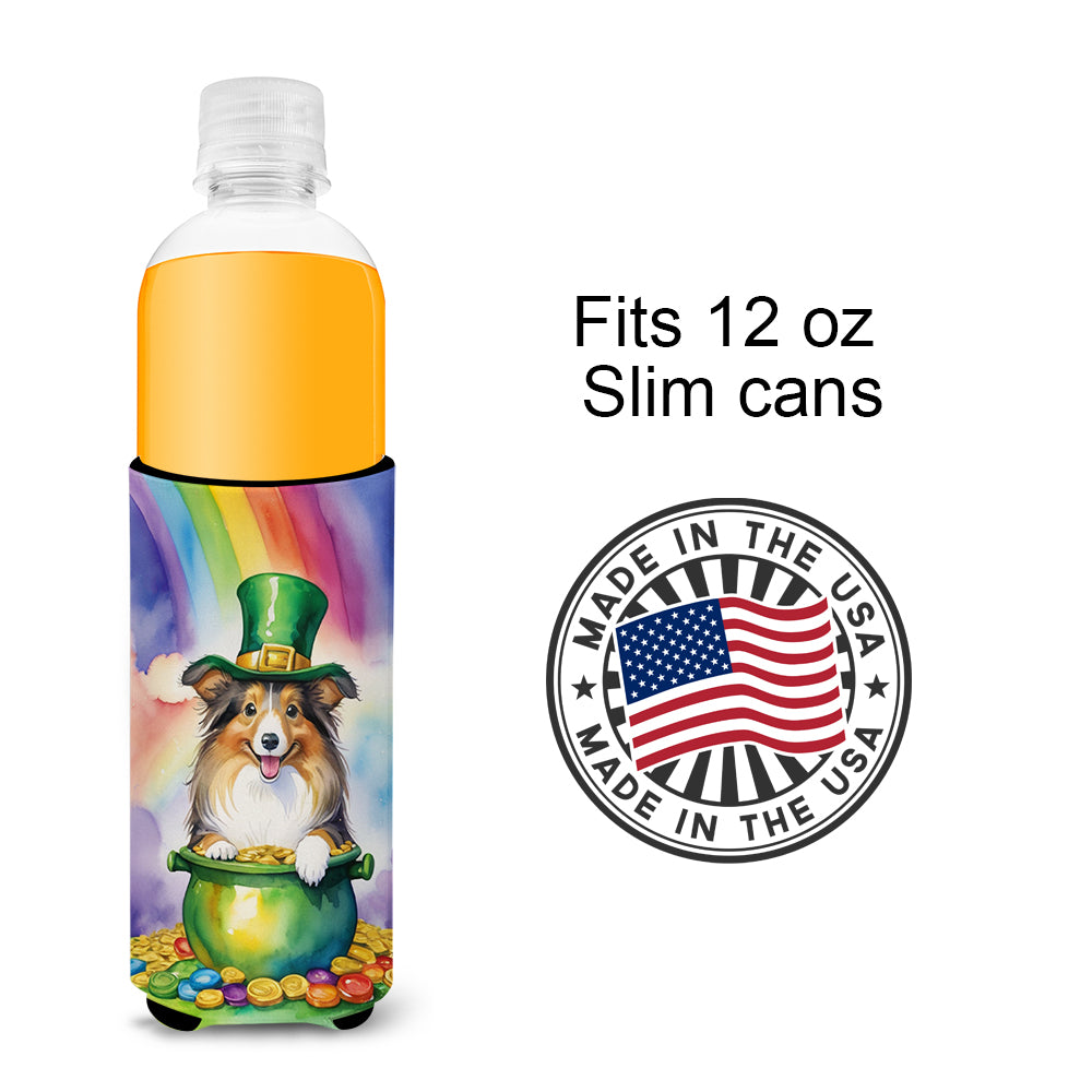 Sheltie St Patrick's Day Hugger for Ultra Slim Cans