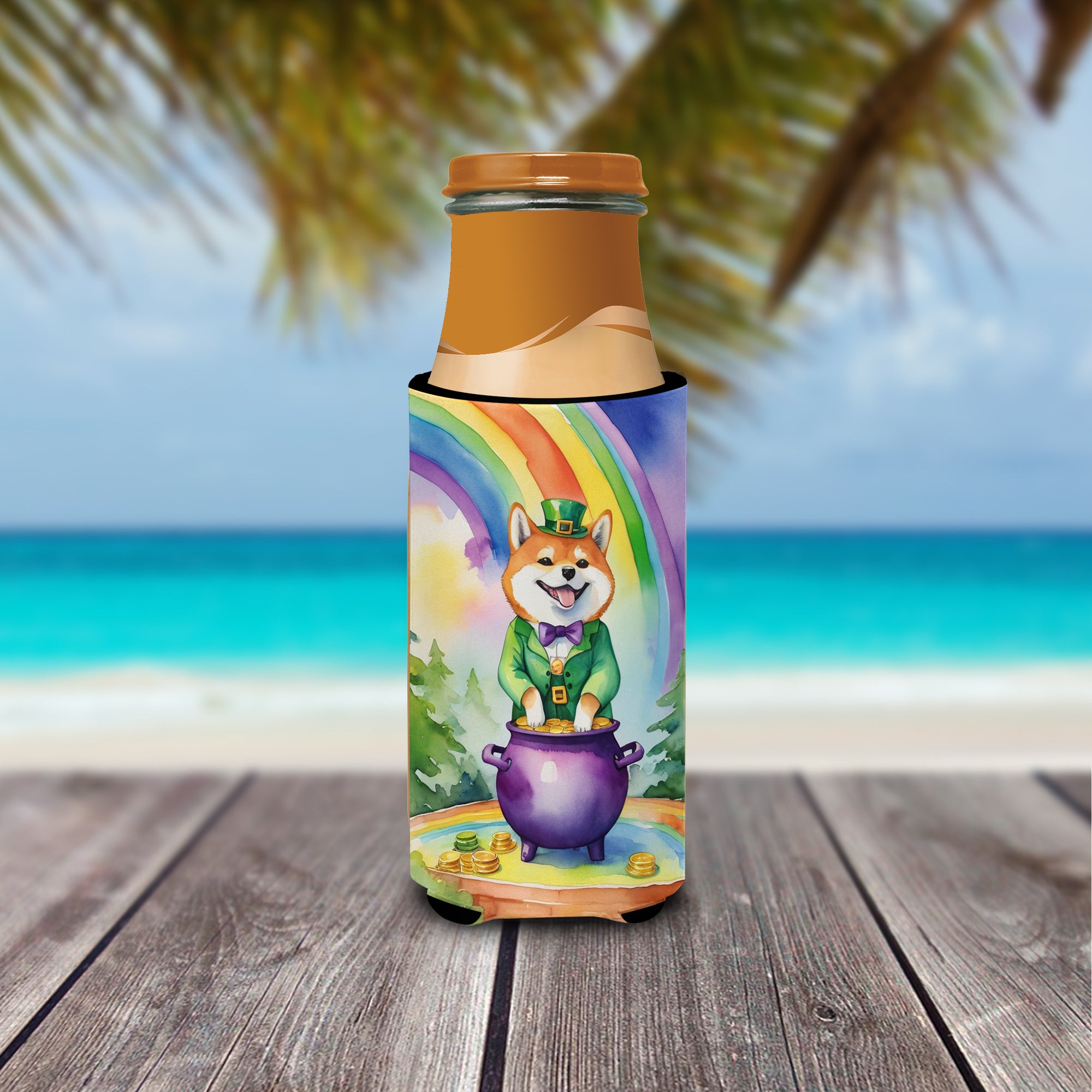 Shiba Inu St Patrick's Day Hugger for Ultra Slim Cans