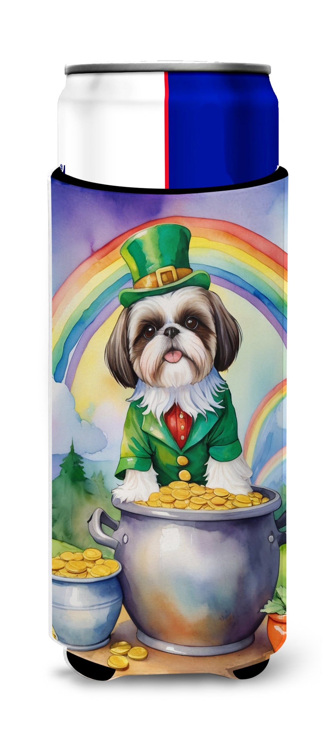 Buy this Shih Tzu St Patrick&#39;s Day Hugger for Ultra Slim Cans