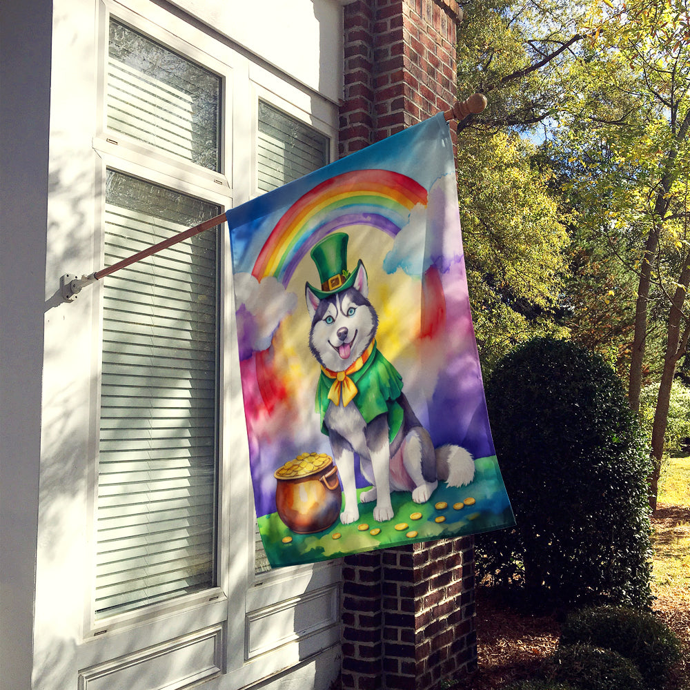 Caroline's Treasures Siberian Husky St Patrick's Day House Flag