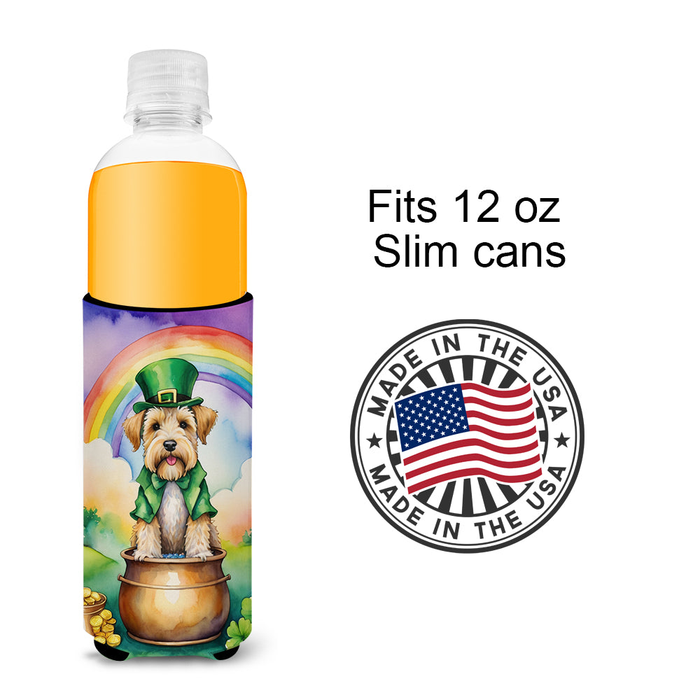 Wheaten Terrier St Patrick's Day Hugger for Ultra Slim Cans