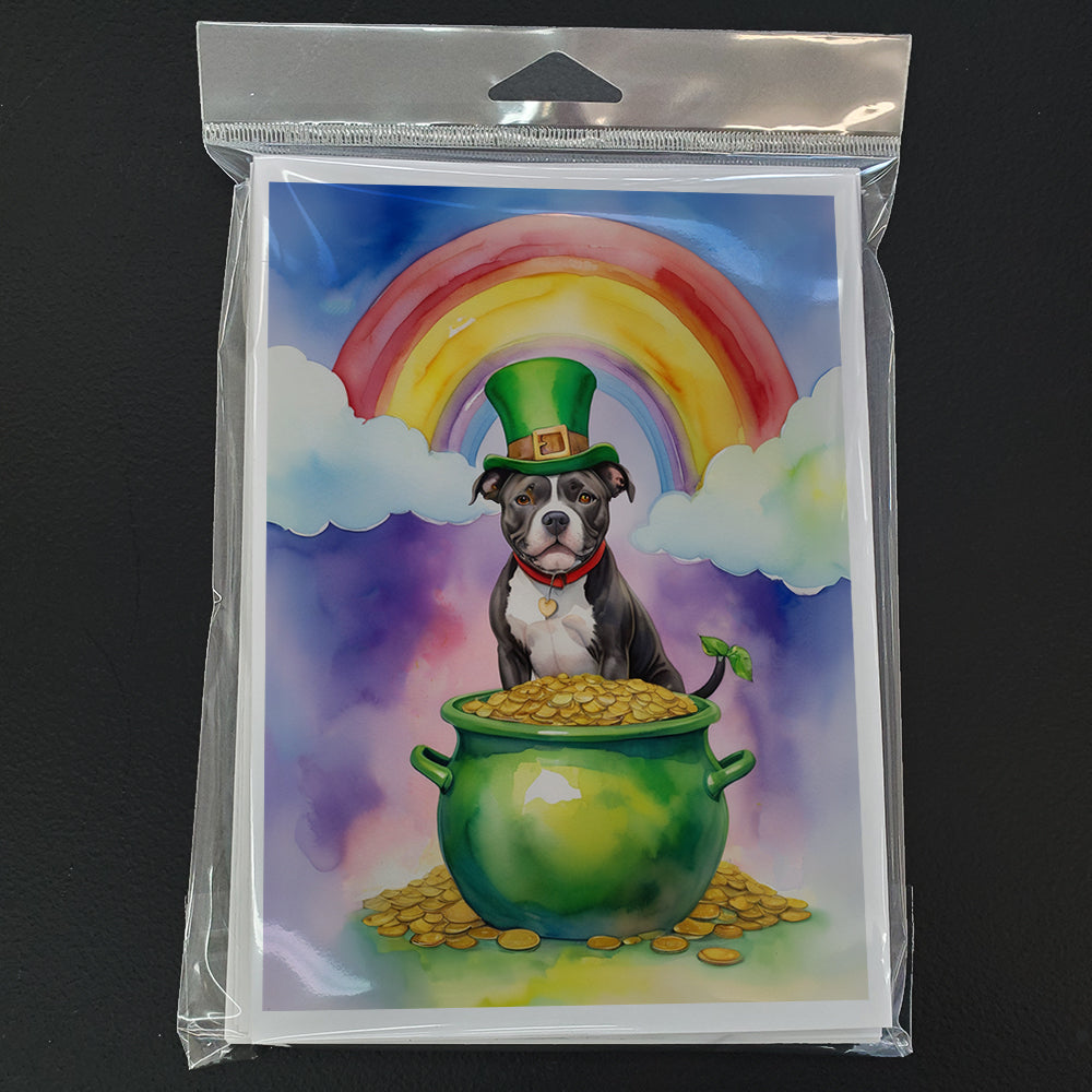 Staffordshire Bull Terrier St Patrick's Day Greeting Cards Pack of 8