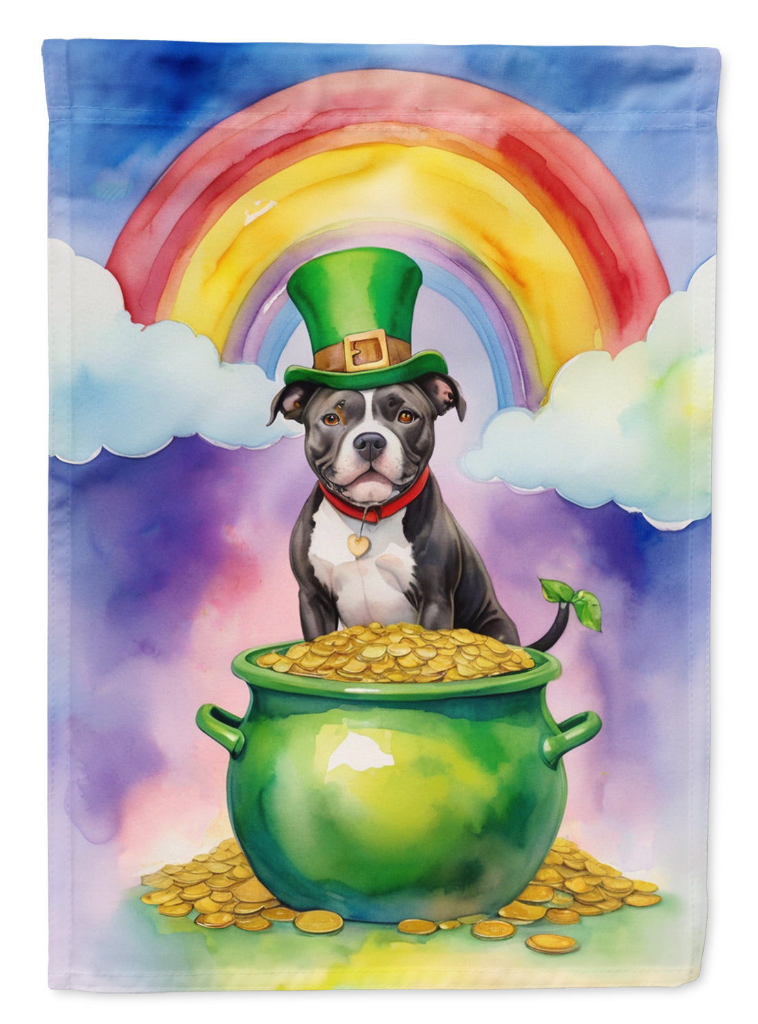 Buy this Staffordshire Bull Terrier St Patrick&#39;s Day Garden Flag
