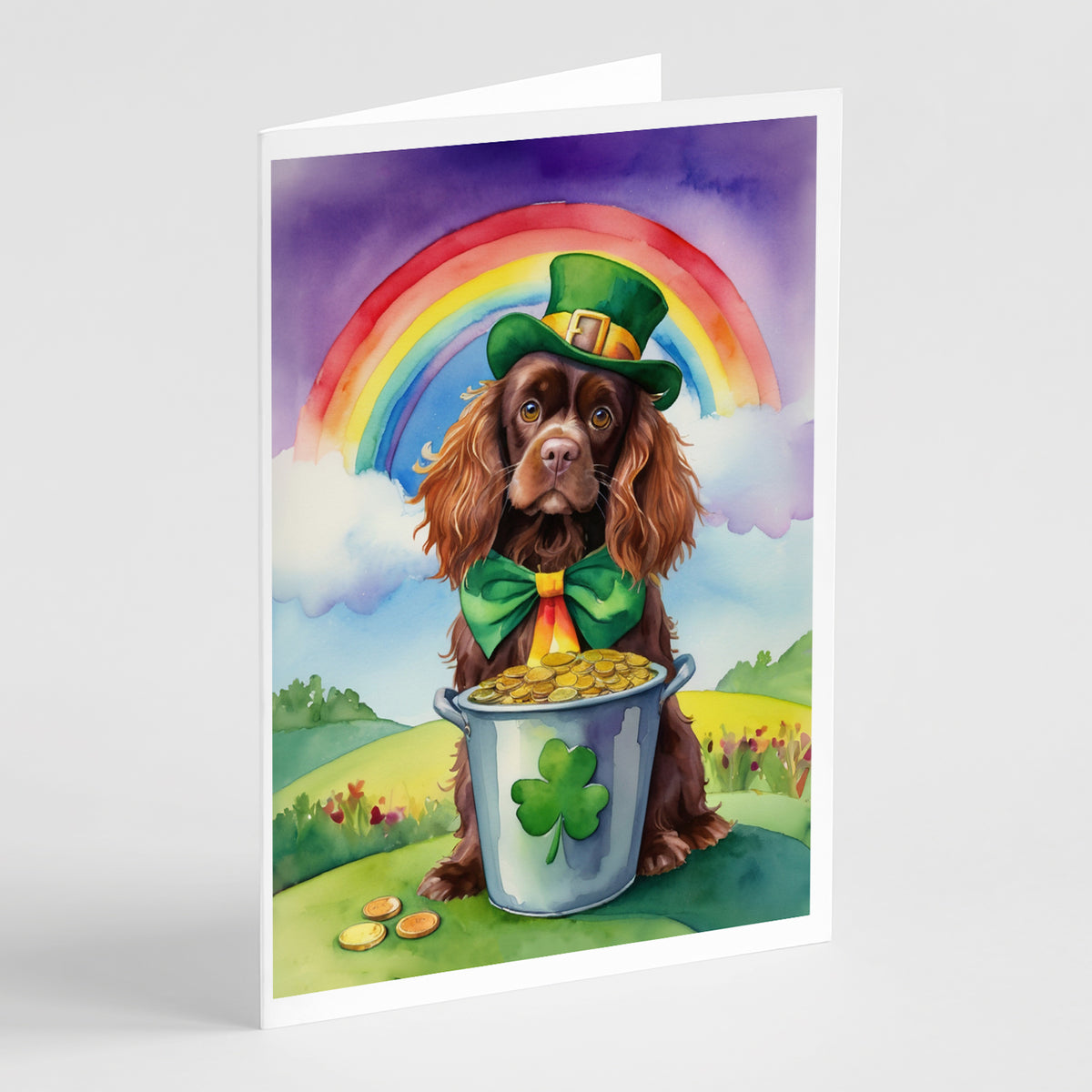 Buy this Sussex Spaniel St Patrick&#39;s Day Greeting Cards Pack of 8