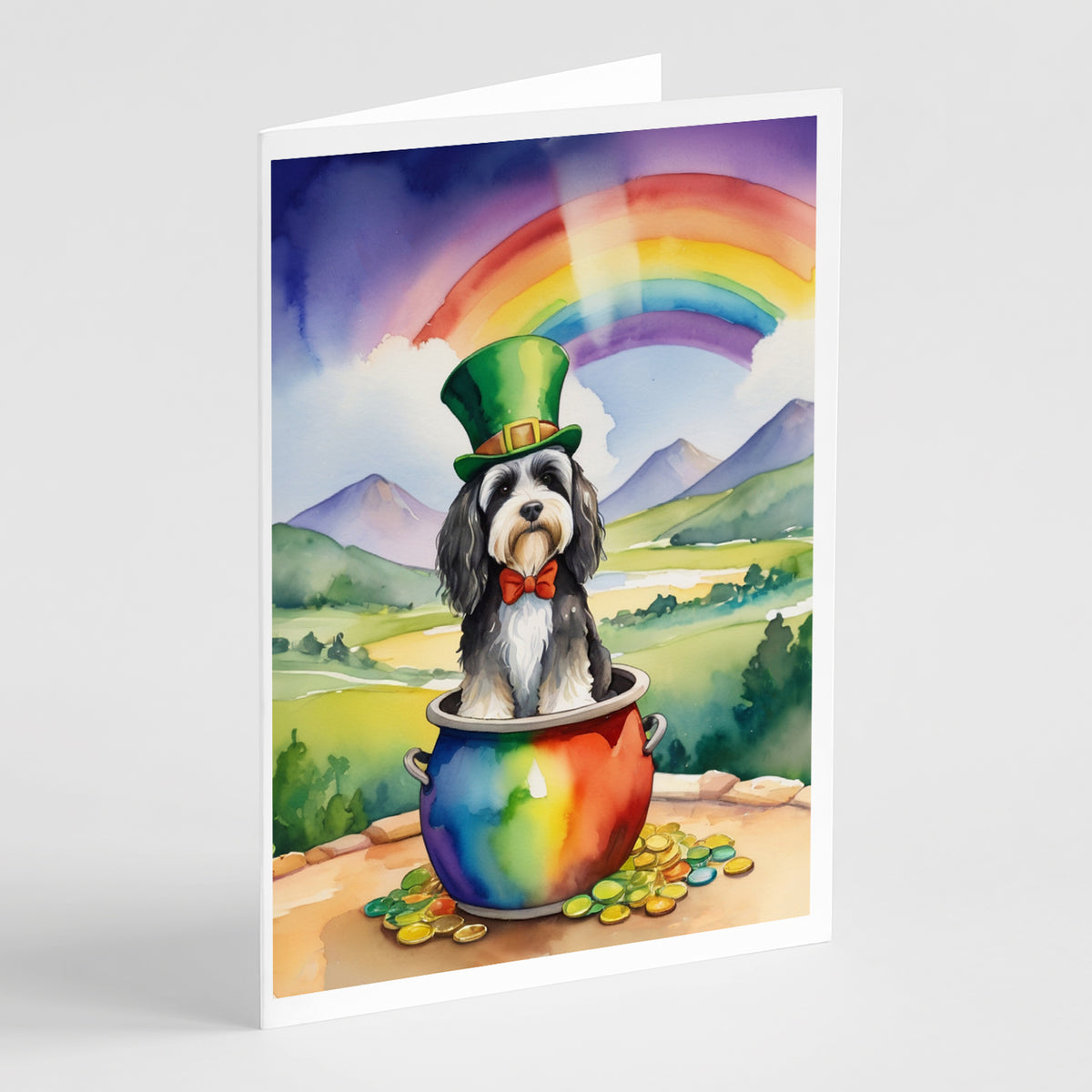 Buy this Tibetan Terrier St Patrick&#39;s Day Greeting Cards Pack of 8