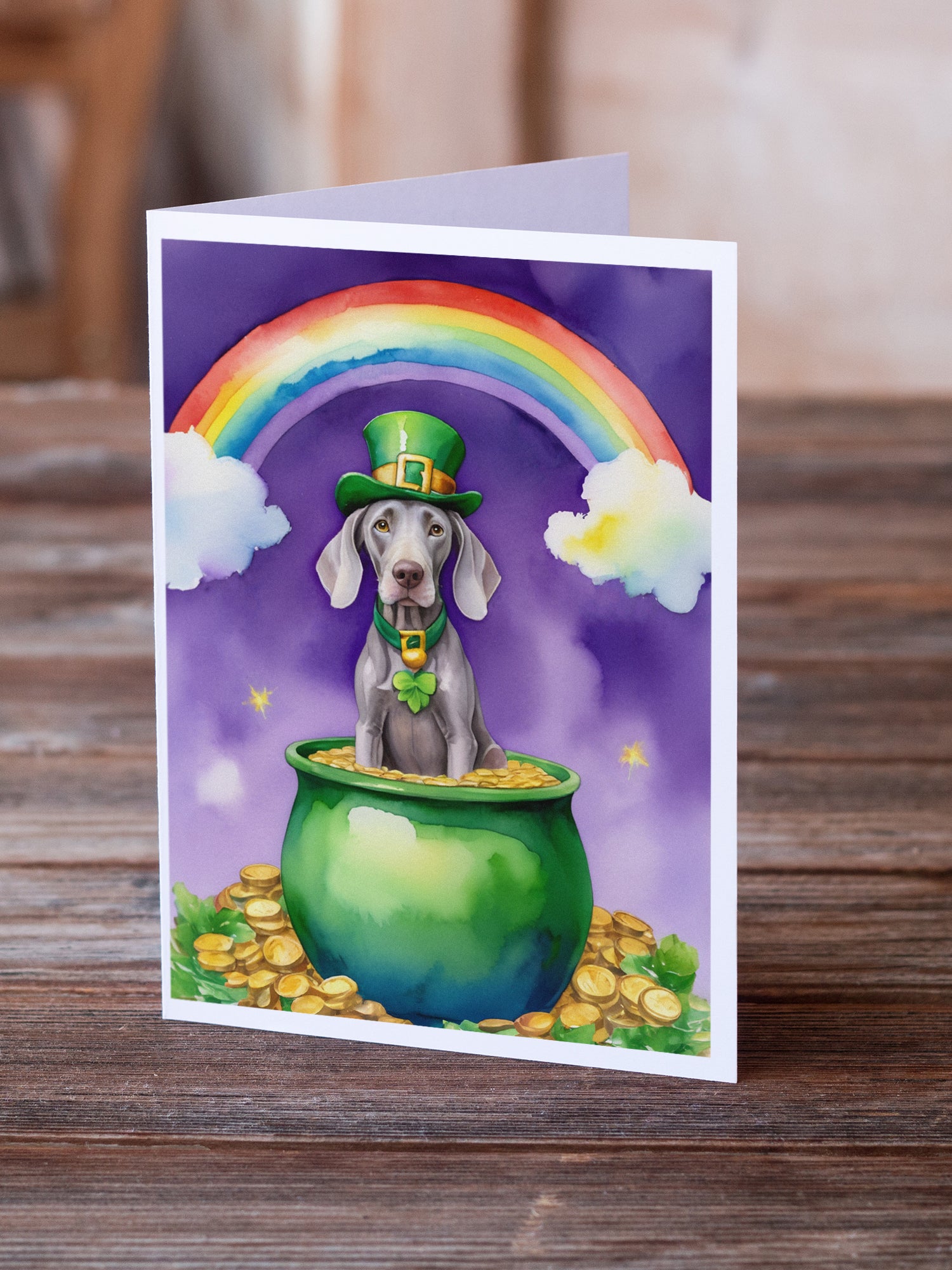 Weimaraner St Patrick's Day Greeting Cards Pack of 8