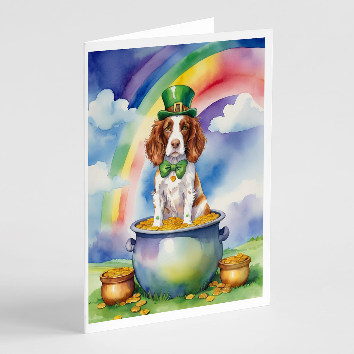 Buy this Welsh Springer Spaniel St Patrick&#39;s Day Greeting Cards Pack of 8