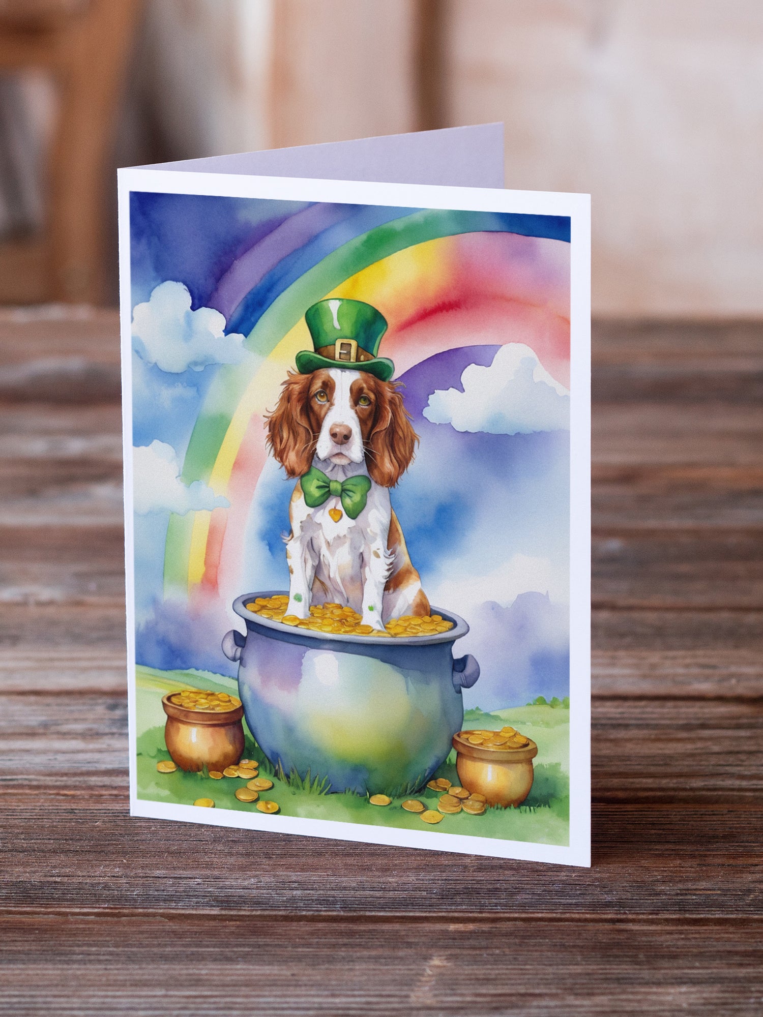 Buy this Welsh Springer Spaniel St Patrick's Day Greeting Cards Pack of 8