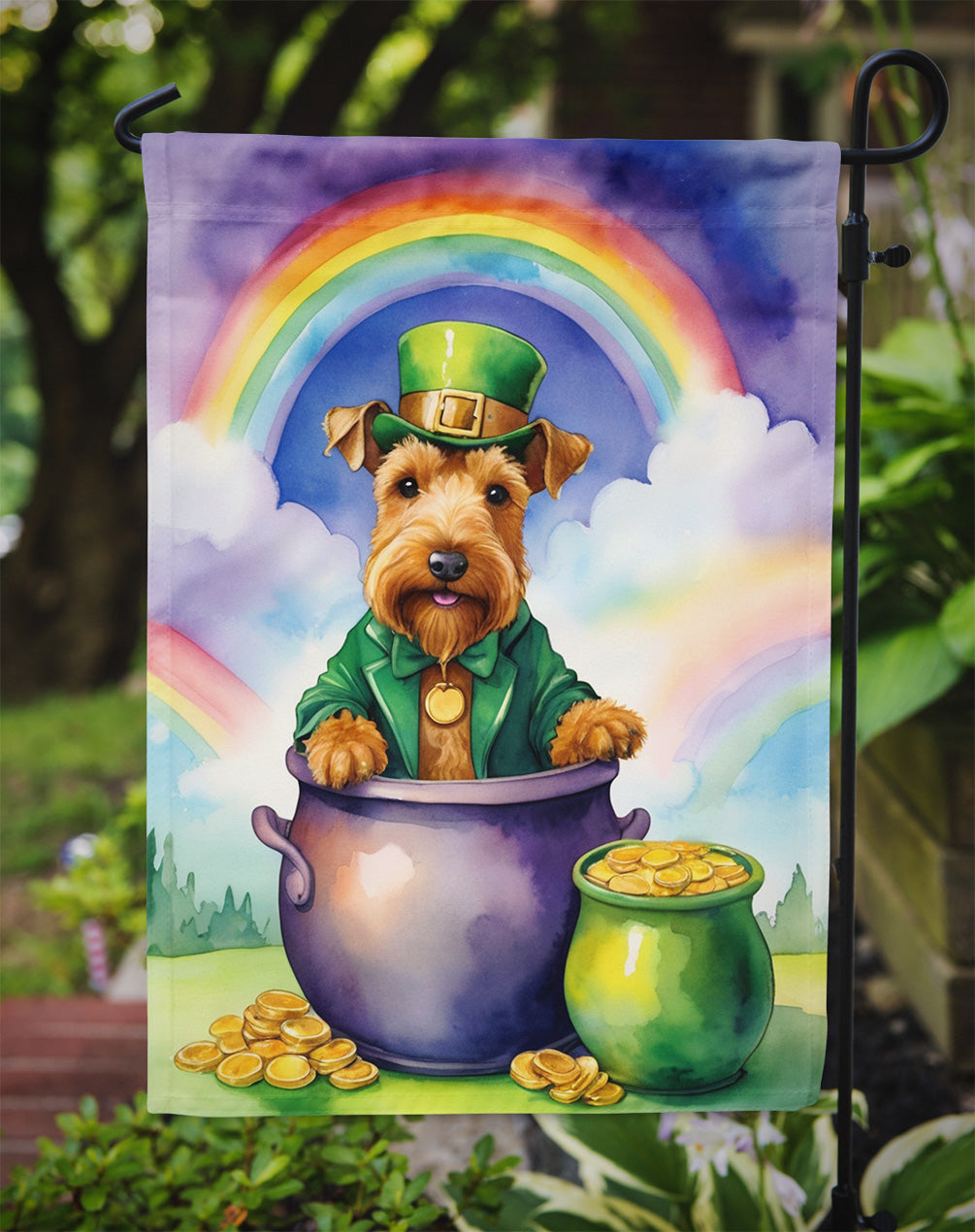 Welsh Terrier St Patrick's Day Garden Flag