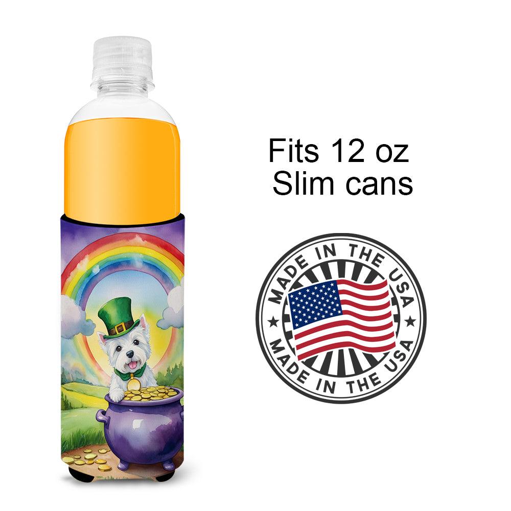 Westie St Patrick's Day Hugger for Ultra Slim Cans