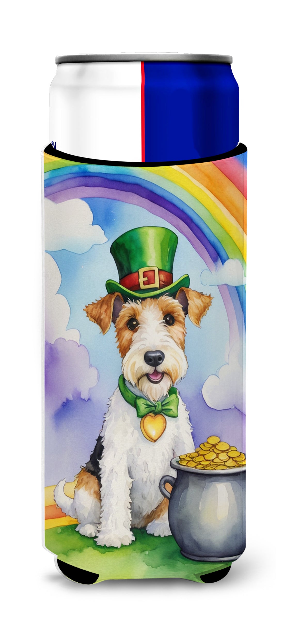 Buy this Fox Terrier St Patrick&#39;s Day Hugger for Ultra Slim Cans