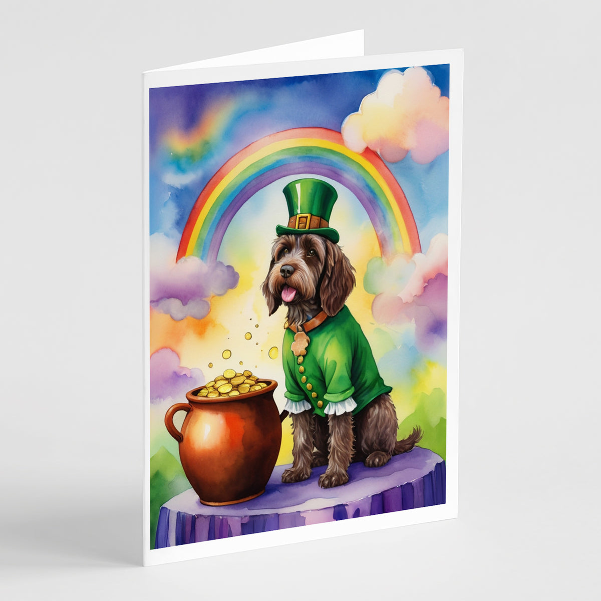 Buy this Wirehaired Pointing Griffon St Patrick&#39;s Day Greeting Cards Pack of 8