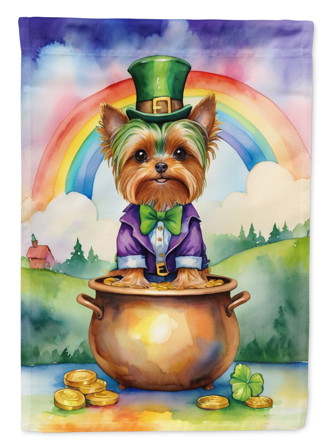 Buy this Yorkshire Terrier St Patrick&#39;s Day House Flag