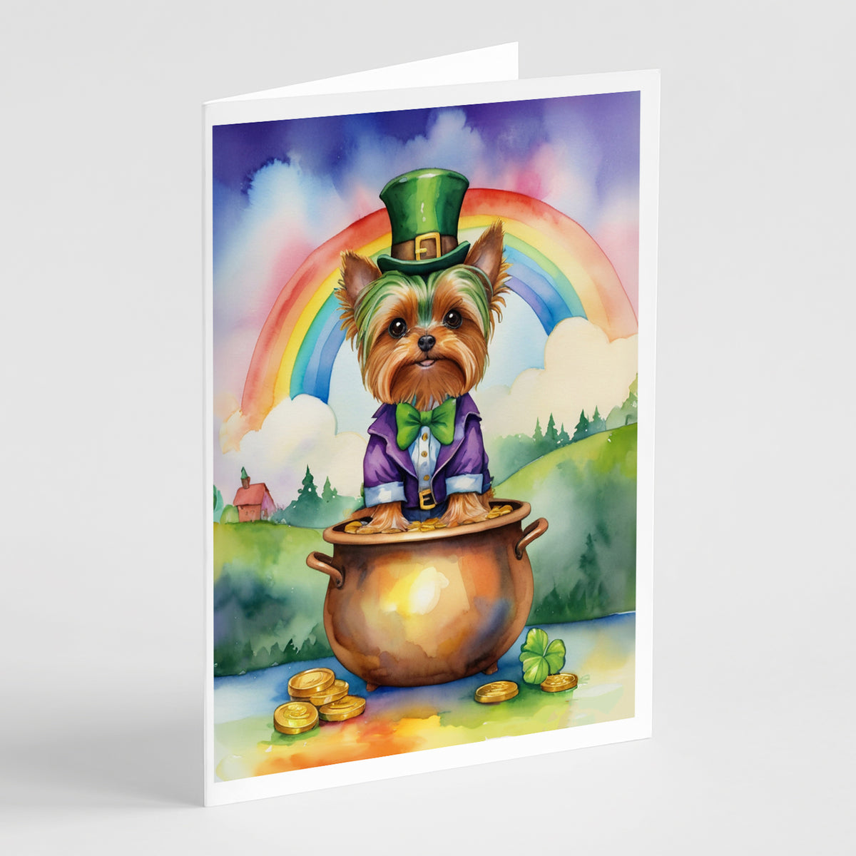 Buy this Yorkshire Terrier St Patrick&#39;s Day Greeting Cards Pack of 8