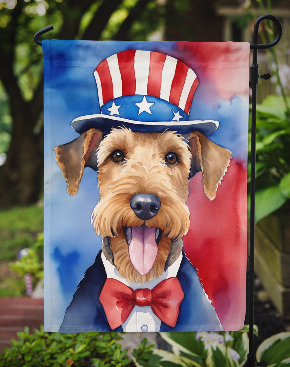 Airedale Terrier Patriotic American Garden Flag