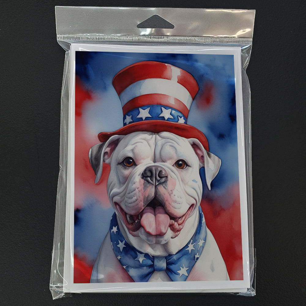 American Bulldog Patriotic American Greeting Cards Pack of 8
