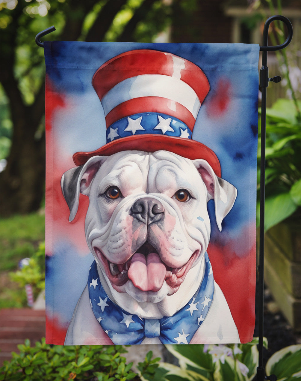 American Bulldog Patriotic American Garden Flag